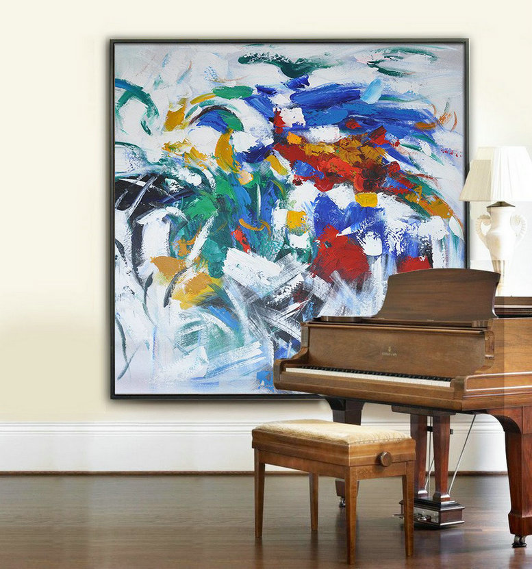 Large Abstract Art,Oversized Contemporary Art,Original Abstract Painting Canvas Art,Blue,Red,Orange,White.etc